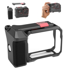 Street Photography Grip Kit Compatible with Insta360 Ace Pro2/Ace Pro Xplorer Handle Kit Aluminium Protection Cage Frame with Cold Shoe for Video Light Microphone Rabbit Cage Travel Vlogging