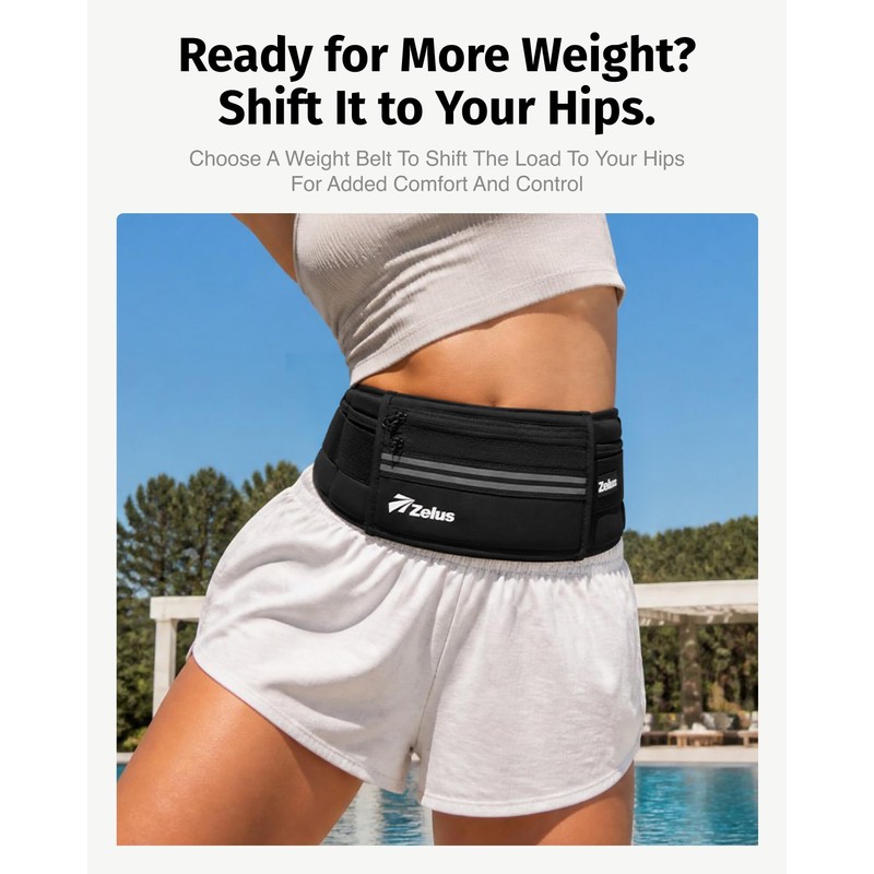 ZELUS Weighted Belt, 0-8 lb Z-Fit Adjustable Weighted Belt for