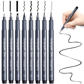 APOGO 8 Calligraphy Pens Set Hand Lettering Pens Caligraphy Pens Set Brush Pens Black Pen for Calligraphy Beginners Hand Lettering Drawing Bullet Journal, Calligraphy Pen Brush Pen