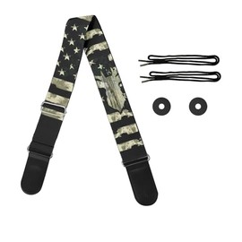 GLENLCWE Green Camo Deer American Flag Print Guitar Strap for Acoustic Guitar Electric Bass Guitars Adjustable