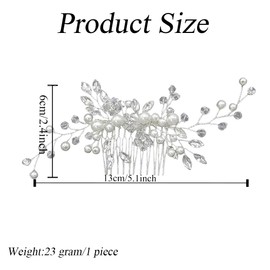 Silver Crystal Flower Wedding Hair Comb Pearl Bridesmaid Headpieces Side Comb Sparkly Rhinestone Bridal Hairs Clips Hairs Accessories for Women