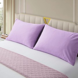 NookZuzu Ultra Soft 1800 Thread Microfiber Pillow Cases Pillowcases with Envelope Closure Purple Set of 2 Queen Size 20 x30 Wrinkle, Fade and Microfiber Resistant Pillowcases