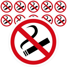 11 x Stickers Smoking Prohibited (5 cm - Round) - UV-Resistant - Pre-Cut - For Outdoor and Indoor Use - Perfect Alternative to Not Smoking Sign - Smoking Prohibited Sticker 5 cm