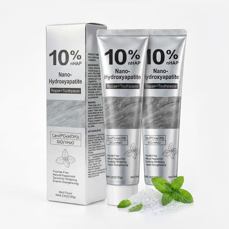 10% Nano-Hydroxyapatite Toothpaste for Sensitive Teeth: Fluoride-Free, Whitening, and Enamel