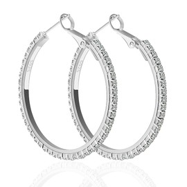 925 Sterling Silver Hoop Earrings,Gold Hoop Earrings for Women, Lightweight Small Hoops,Hypoallergenic Silver Hoop Earrings for Women 40mm 50mm