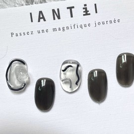 ˡᴬᴺᵀᶤˡ Pebble wire handmade nail tip - short almond / ˡᴬᴺᵀᶤˡ 조약돌 와이어 수제네일 팁 - 숏아몬드