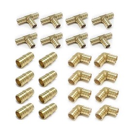 (Pack of 24) EFIELD 1/2" Pex fittings: Tee, Elbow and Coupling 8 Pieces each