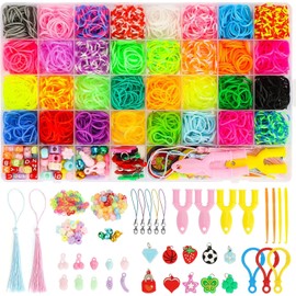 LIASDIVA 2500+ Loom Bands Set, 32 Colours Loops Elastics with Accessories for Bracelets, Loom Bands Box Set for Boys Girls Children