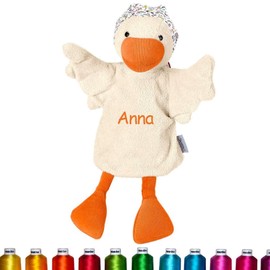 Sterntaler Hand Puppet Goose Duck Embroidered with Name, Kasperle Doll, Kasperle Theatre
