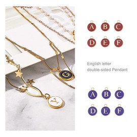 EMSea 130PCS 26 Alphabet Letters Charms Pendants A-Z Double Sided Initial Enamel Mixed Letter Beads for Necklace Bracelet Jewelry Making DIY Craft Supplies