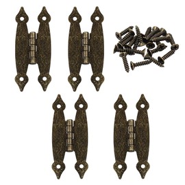 Murtenze 4 Pack 3.5 Inch Bronze Antique H Hinges Cold Rolled Steel Cabinet Hinge Flat Hinges Flush Mount Door Hinges Decorative Hinges for Cabinet Drawer Jewelry Box