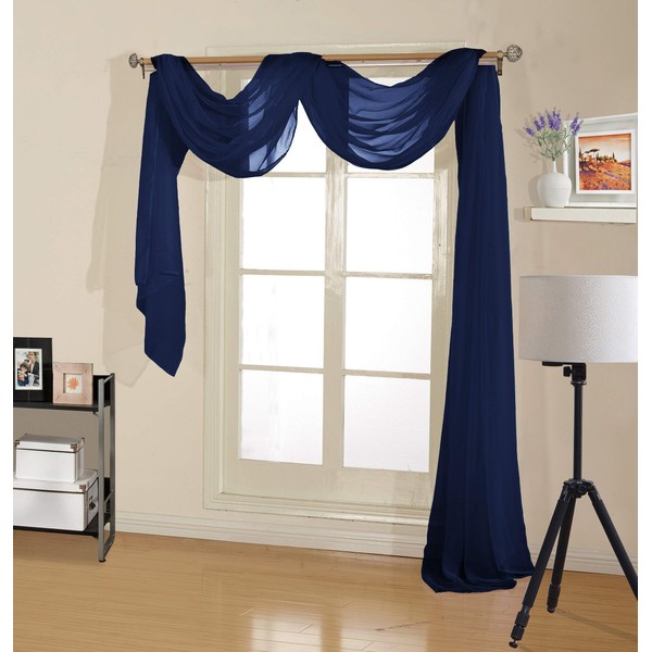 Decotex Premium Quality Sheer Voile Scarf Valance for Home &