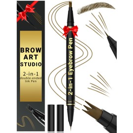 Eye Brow Pencils for Women - Eyebrow Pencil 2-in-1 Dual-Ended Microblading Eyebrow Pen with 3-Fork-Tip and Ultra Precise Brush-Tip Create Natural Hair-Like Brows, Last All-Day, Light Brown