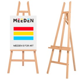 MEEDEN Art Easel Stand for Display - Adjustable Beech Wood Floor Easels for Painting, Holding Canvas up to 60", Ideal for Artist, Adults Painting Canvas, Drawing, Signs - Middle