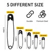 Hudinsun 120 PCS 5 Different Sizes Black Safety Pins Assorted,