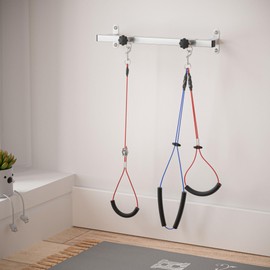 Dog Grooming Holder for Bathing - Wall-Mounted Adjustable Pet Grooming Arm with 2 Sliding Blocks, No Sit Haunch Holder & Steel Ropes,pet Grooming Tools (Fixed: 42cm (16.5"))