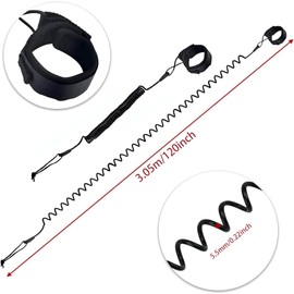 XSHAO® Pack of 2 Sup Leash, 5.5 mm 10 Feet Surfboard Leash with Foot Loop, Velcro Fastening for Stand Up Paddle Board and Surfboard, Black