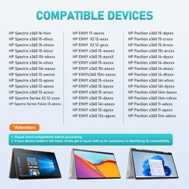 Stylus Pen for HP Envy X360 Pavilion X360 Specter X360 Spectre X2 Envy X2 Rechargeable MPP 2.0 Tilt Active Pen with 4096 Pressure Sensitivity, Palm Rejection, Tpye-c Charge, Black