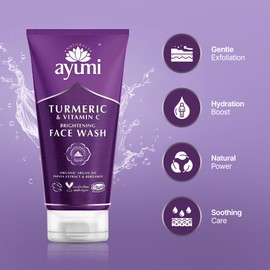 Ayumi Turmeric & Bergamot Face Wash. Vegan, Cruelty-Free, Dermatologically Tested, 1 x 150 ml