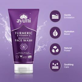 Ayumi Turmeric & Bergamot Face Wash. Vegan, Cruelty-Free, Dermatologically Tested, 1 x 150 ml
