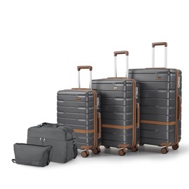 NEISIA Luggage Sets 3 Piece with TSA Lock Hardside PC+ABS Carry On Suitcase with YKK Zippers Lightweight Rolling Travel Luggage Sets with Spinner Wheels (Gray)