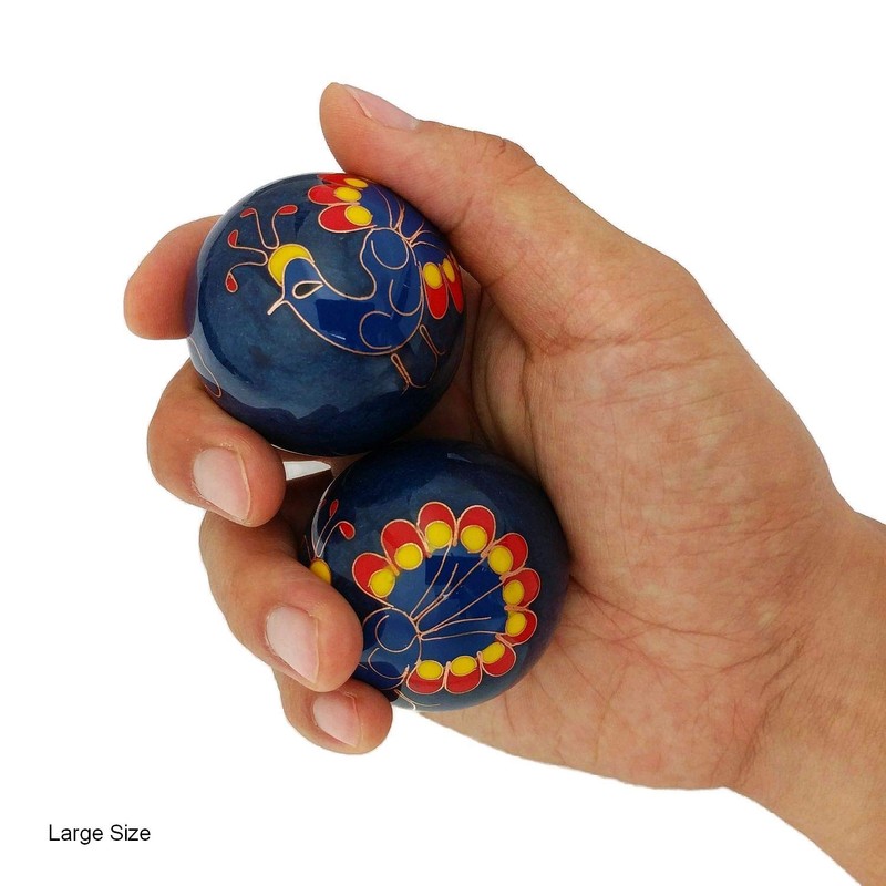 Top Chi Chiming Peacock Baoding Balls with Bamboo Stand (Large