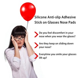 Junsika Eyeglass Nose Pads Soft Silicone Adhesive Nose Pads for Glasses Anti-Slip Heighten Air Chamber Nose Pads for Full Plastic Frames 12 Pairs Black