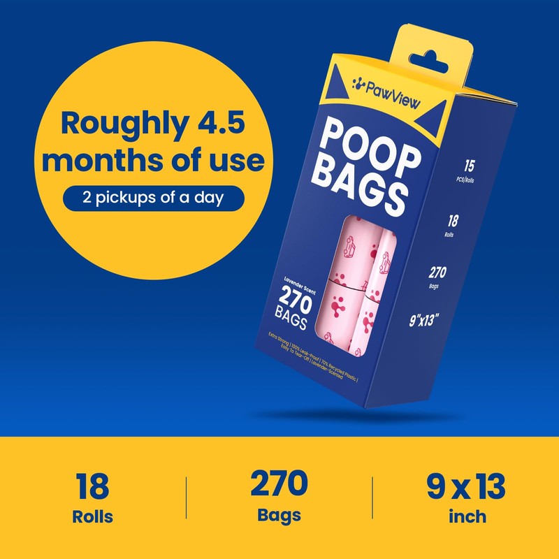 PawView Dog Poop Bags - Leak Proof & Extra Thick,