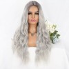 Darklove Peluca Larga De Mujer Color Gris Degradado Pelo Ola