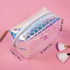 SuoSycorax Rainbow Holographic Heart Pattern Makeup Bag TPU Clear Cosmetic