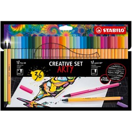 STABILO ARTY – Pack de 36 Rotuladores 18 Fineliner point 88 0.4 mm + 18 Pen 68 1 mm