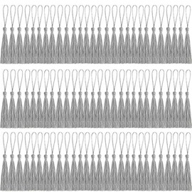 100 Pieces Mini Tassels, BetterJonny Silver Grey Silky Tassels Handmade Bookmarks Tassels for DIY Craft Supplies Home Decor