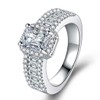 LVTING Princess Cut Cubic Zirconia Ring 925 Silver Engagement Wedding
