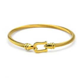 Stainless Steel Twisted Cable Wire Bracelets, Cable Bangle Bracelet for Women, Twisted Cable Cuff Bracelet Jewelry Gifts (Gold)