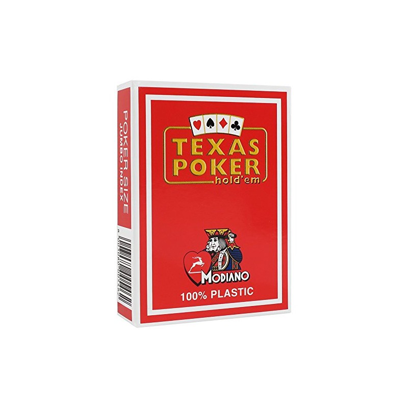 Modiano 300546 Texas Poker Jumbo PVC Red Cards