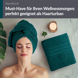 Lashuma Hand Towel Set 50 x 100 cm Green Opal London 2 x Terry Towelling Soft Towel for Bathroom