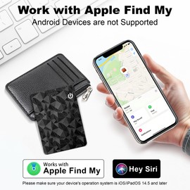 Wallet Tracker Card for Apple Find My (iOS Only), Bluetooth Smart Card Wallet Finder, IP68 Waterproof, 1.6mm Slim Card Tracker for Wallets, Keys, Luggage Tags, Passport – Diamond Black, 4 Pack