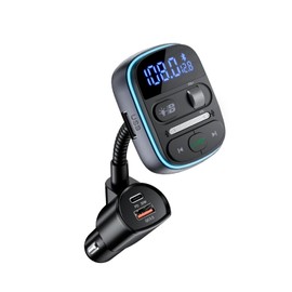 LENCENT Bluetooth FM Transmitter, Bluetooth Car Adapter, Car FM Bluetooth Adapter with PD 30W QC3.0 Fast Charger, Hi-Fi Music/Clear Text Calls, Coloured Light