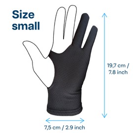MMOBIEL Digital Drawing Glove – Artist Glove for Drawing Tablet, Paper Sketching etc. – Palm Rejection 3-Layer – Two Fingers Digital Drawing Glove for Right and Left Hand – Size Small – Model B