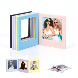 posionks Pack of 6 Magnetic Mini Picture Frames Magnetic Photo Frame Fridge Combination Creative Mini Magnetic Picture Frame for Fridge Stickers DIY Photo Frame 8.8 x 8.3 x 0.6 cm, 6 Colours