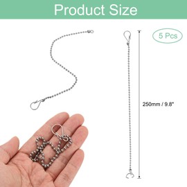 sourcing map 5Pcs Toilet Flapper Chain, 9.8" Toilet Handle Chain Universal Toilet Handle Replacement Kit with Hook and Ring for Toilet Flapper Lift Chain Replacement