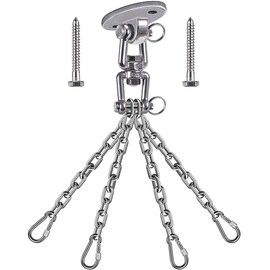 BeneLabel Heavy Duty Swing Hook Chain Hanging Chair Kit, Heavy Duty Boxing Punching Bag Chain Stainless Steel 304, 360° Swing Hangers with 4 Chains and 4 Carabiners, 2 Screws for Wooden Sets