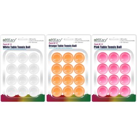 eMKay® Pack of 36 Ping Pong Table Tennis Balls (3-Star 40+ High-Performance ABS Material Training Balls) Ideal for Indoor and Outdoor Table Tennis - WHITE ORANGE PINK