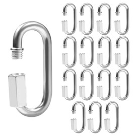 LEONTOOL 15PCS M5 Quick Link Chain Connector Carbon Steel Screw Carabiner Small Locking Carabiner Clips Heavy Duty Utility Repair Links for Camping, Hammock, Swing, Shade Sail Capacity 200LBS