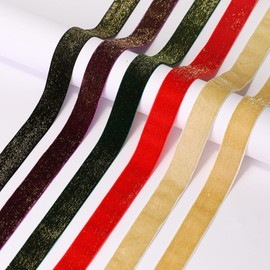 Whakano 9 m glitter velvet decorative ribbon, jewellery ribbon, velvet ribbon, gift ribbon for packaging, decorating crafts, for hair accessories, sewing, birthday, party, wedding decoration, red, 3.8