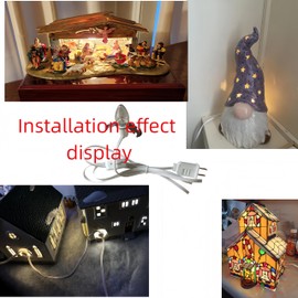 White Single Bulb Light Cord C7 Accessory Cord for Christmas Village House, Pumpkin Lights,Holiday Craft Decor, withTurn ON Off Switch and Spare Fuses Blow Mold Light