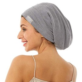 Gorro de dormir con forro de satén sedoso, ajustable, suave, para mujeres y niñas, 2 unidades (azul marino y gris claro)