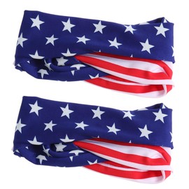 Beavorty Usa Flag Headwrap for Parties Events 2pcs Soft Breathable Elastic Headband Set