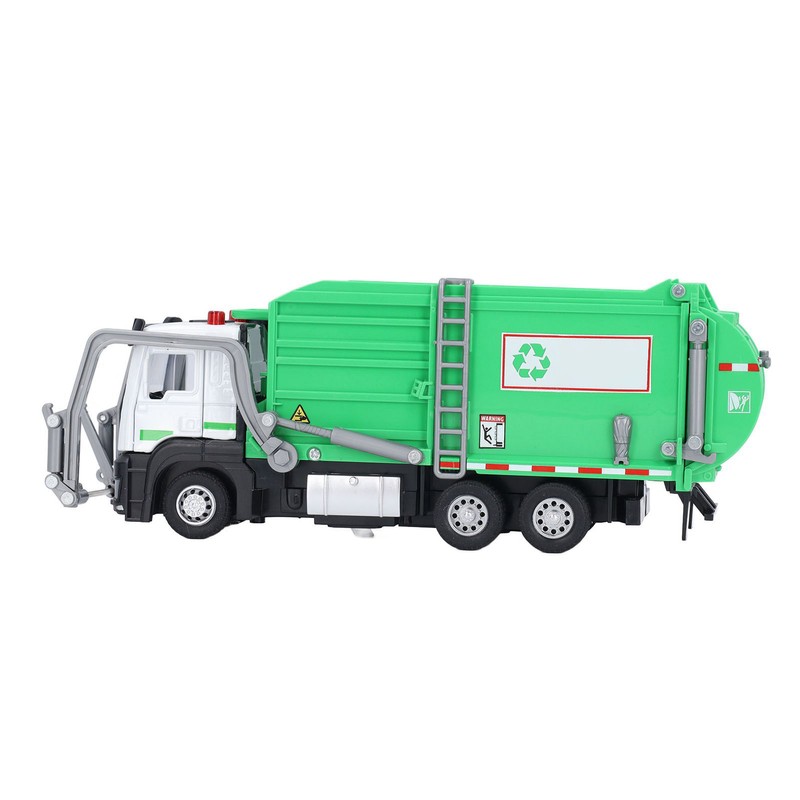 1:32 Garbage Truck Toy with Dumpster 4 Trash Bins Friction