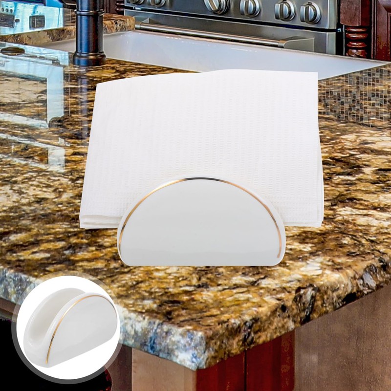 MAGICLULU Ceramic Napkin Holder with Golden Edging Stylish Tabletop Napkin
